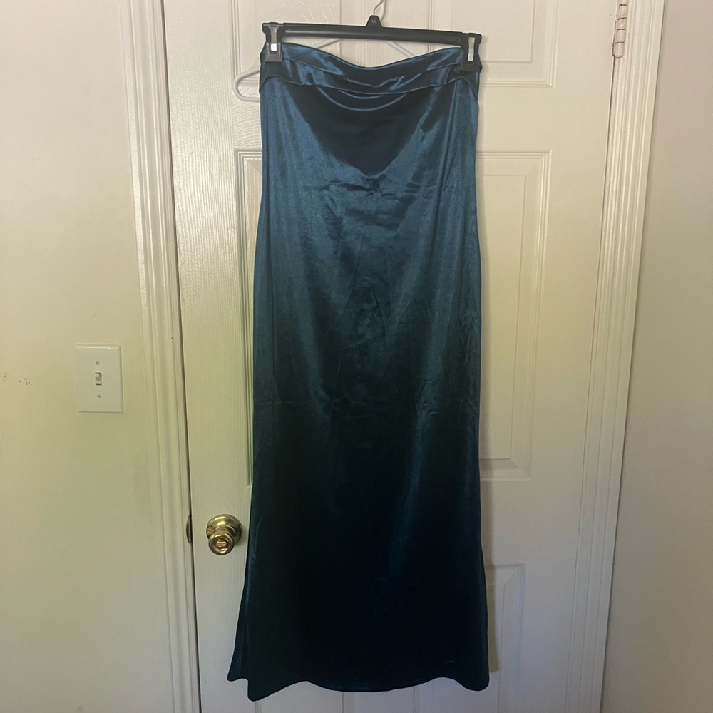 Elegant Strapless Blue Dress